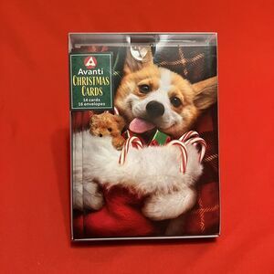 Avanti Press Christmas Cards / Corgi Holding Stocking / Box‎ of 14 Cute Dog